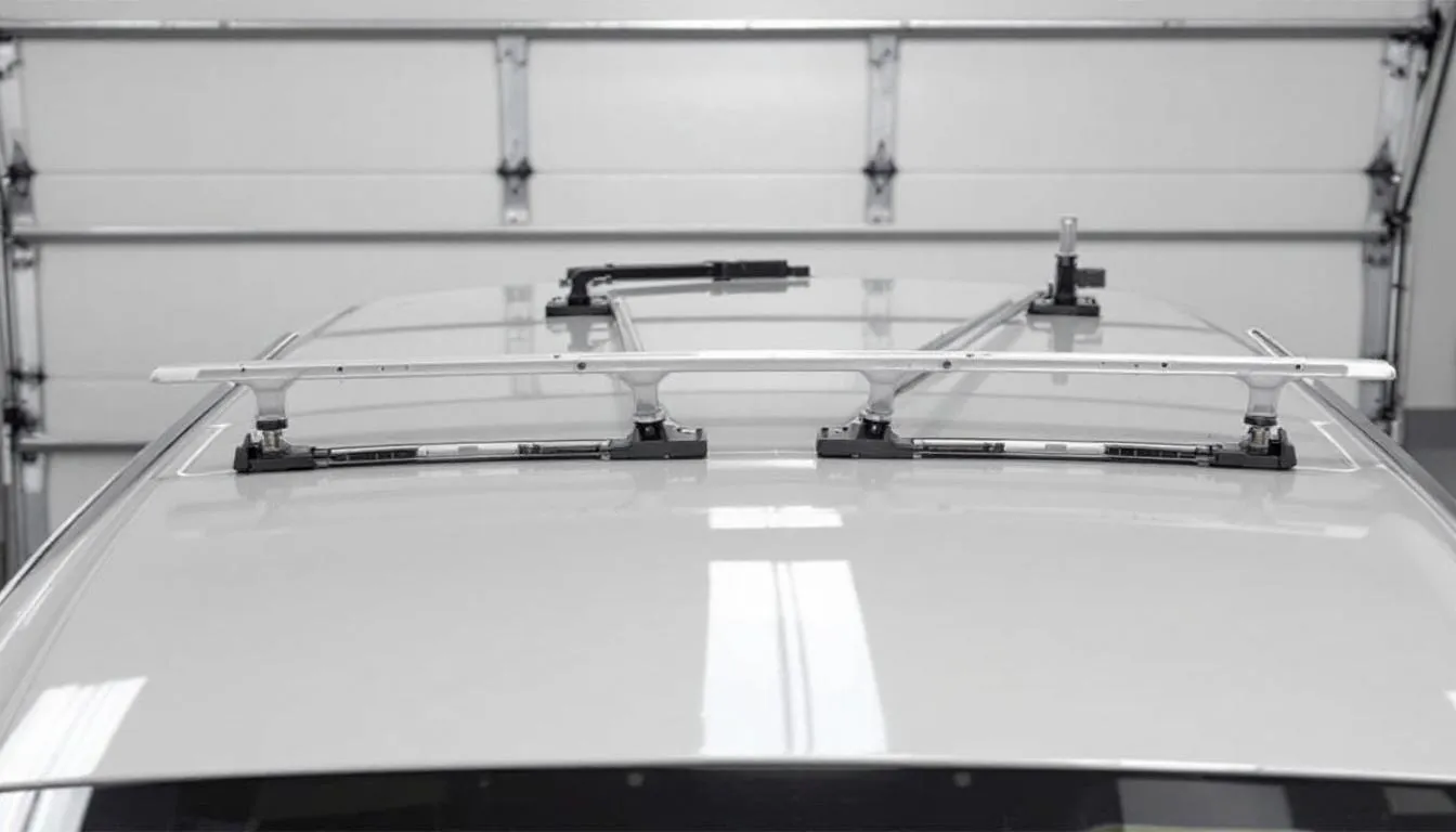 The image depicts a clean vehicle roof with four factory mounting points visible, as the plastic covers have been removed, indicating readiness for a roof rack installation. This setup allows for the attachment of roof rack systems, enhancing the vehicle's versatility for carrying gear such as bikes or cargo boxes during road trips.