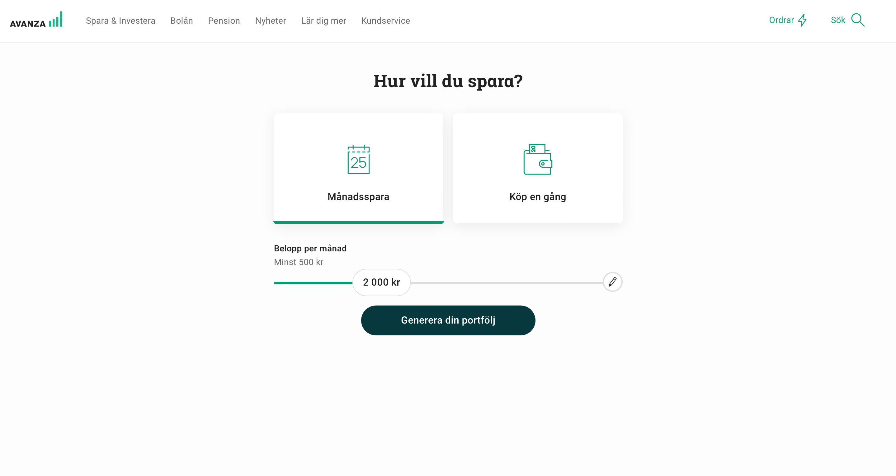 Pensionsspara 2 000 kronor i månaden