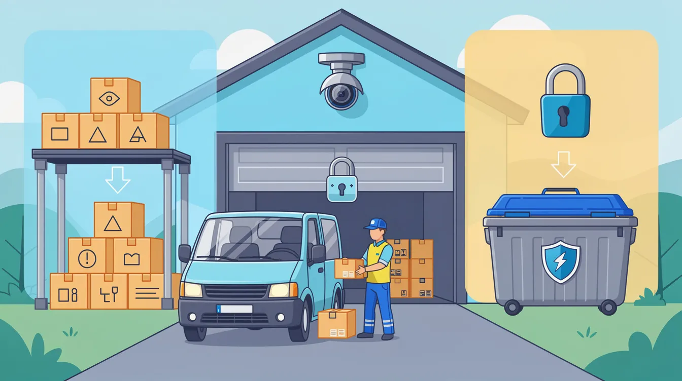 An illustration of a garage with in-garage delivery options being utilized.