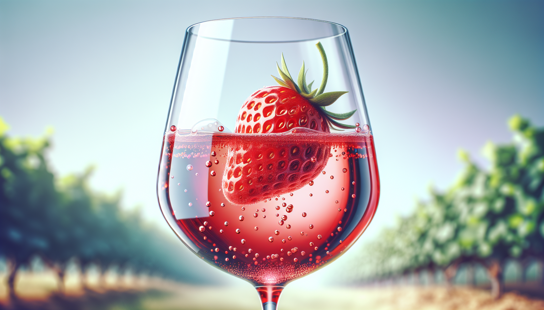 Artistic representation of strawberry wine
