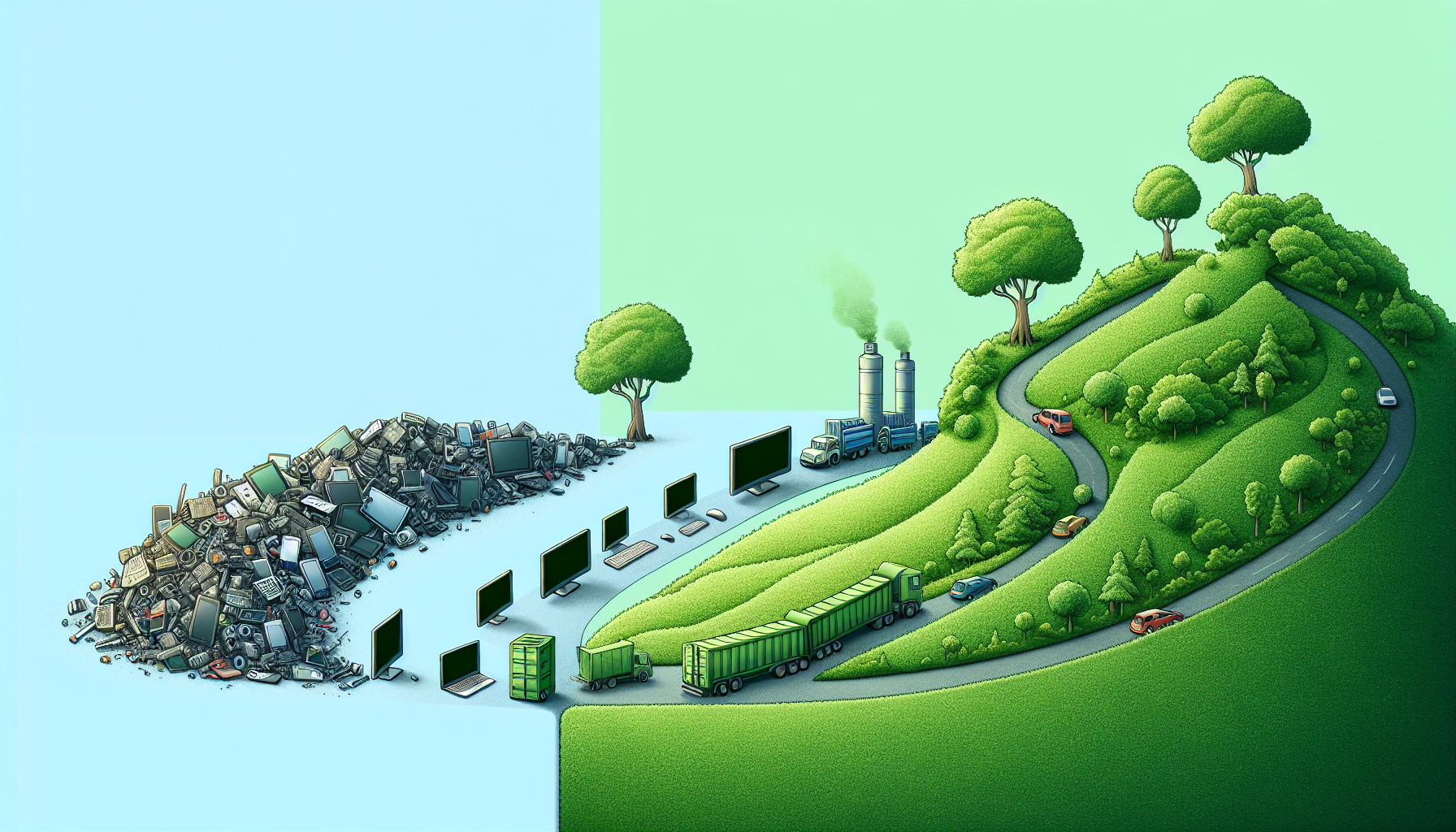 Illustration of reducing e-waste's environmental footprint