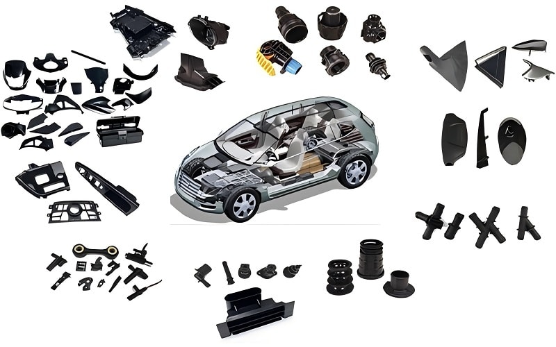 plastic injection-molded components for automobiles