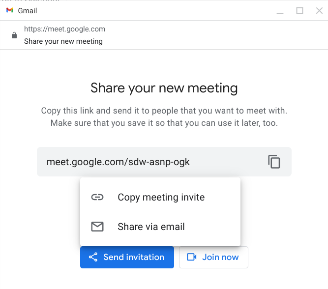 Sharing meeting options