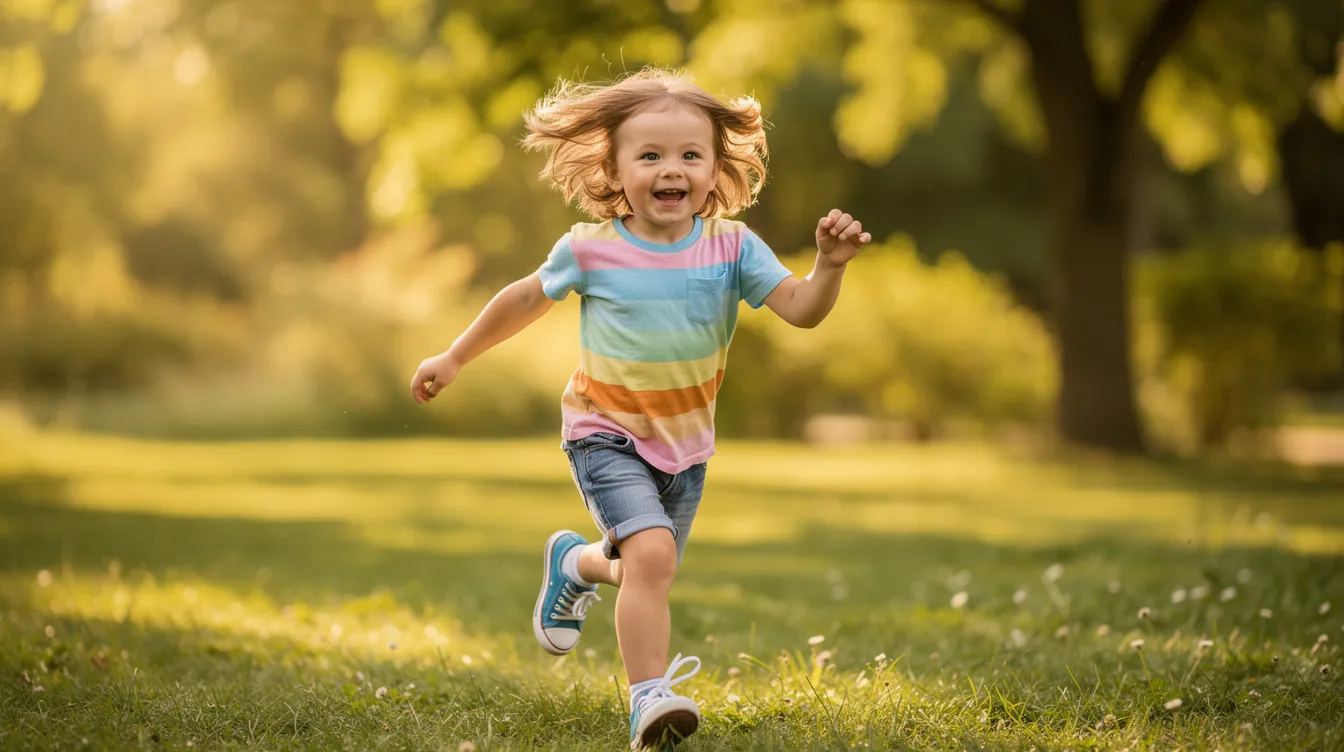 A joyful child is running in a park surrounded by lush green trees, embodying the energy and happiness often seen in primary school students during their learning journey. This physical activity not only promotes mental health but also supports sustained attention and focus, essential for effective classroom strategies.
