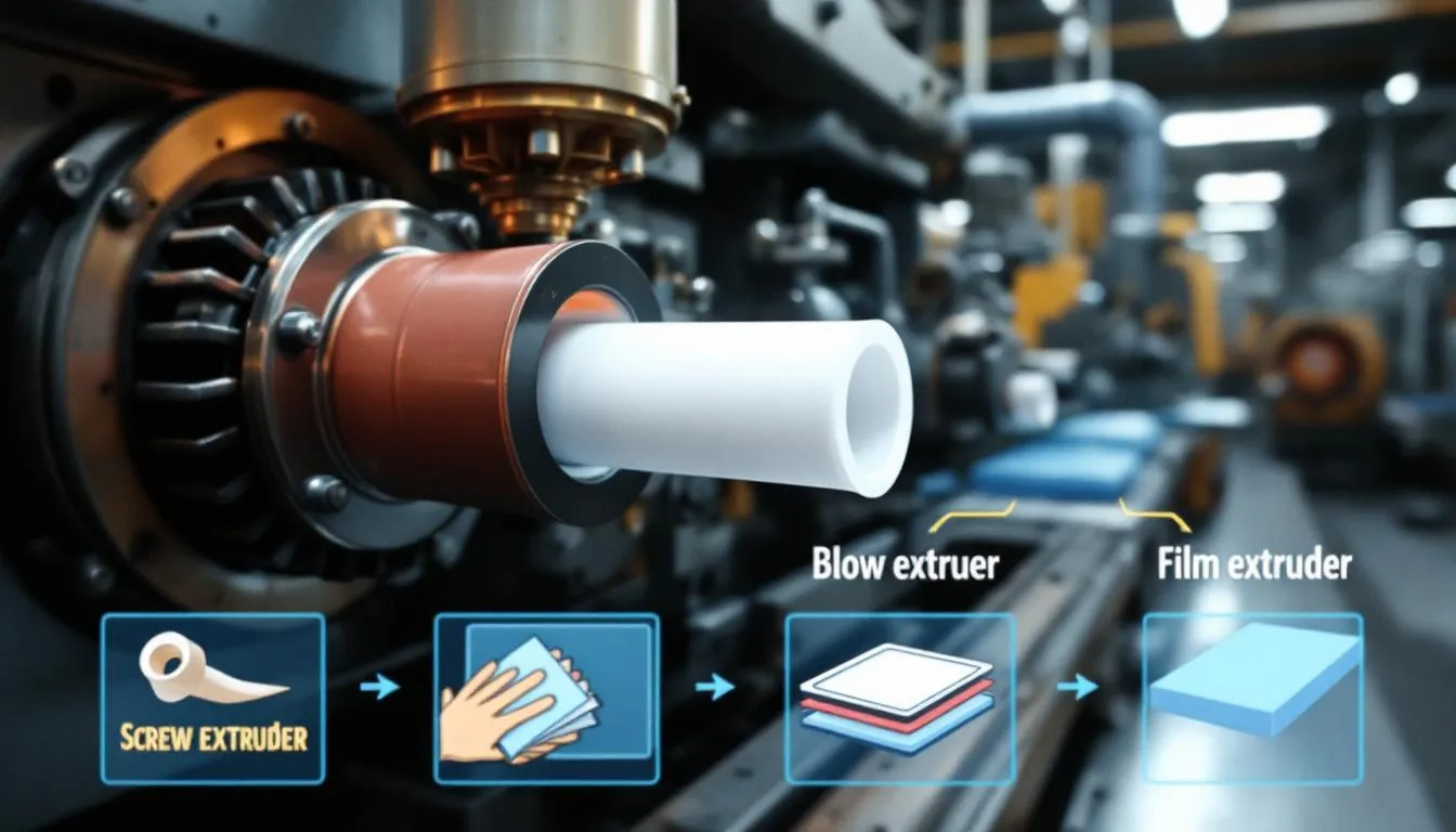 An overview of what is a plastic extruder, showcasing various types of plastic extrusion equipment.