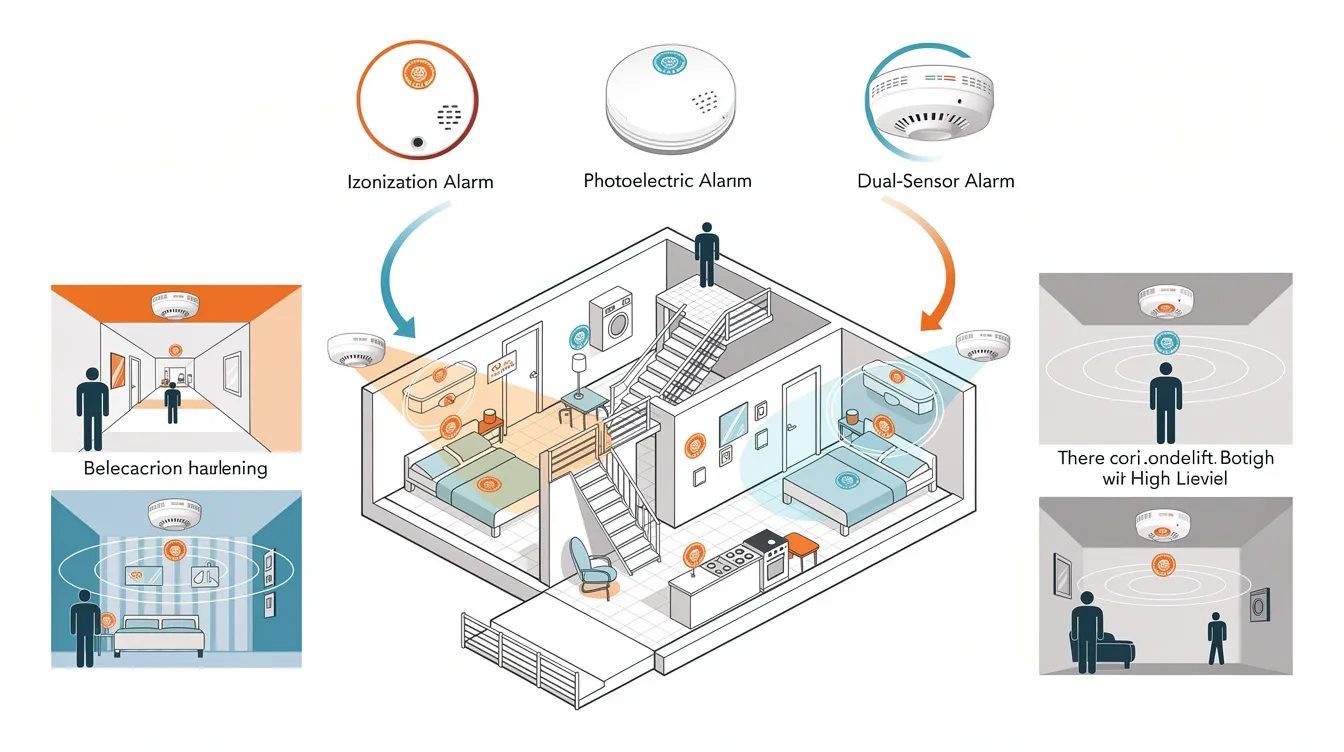 Different types of smoke alarms and their ideal placement for safety.