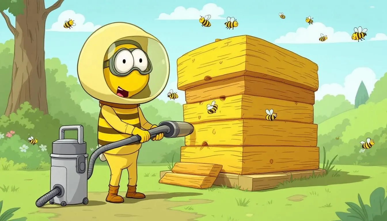A person wearing protective clothing while preparing for bee removal.