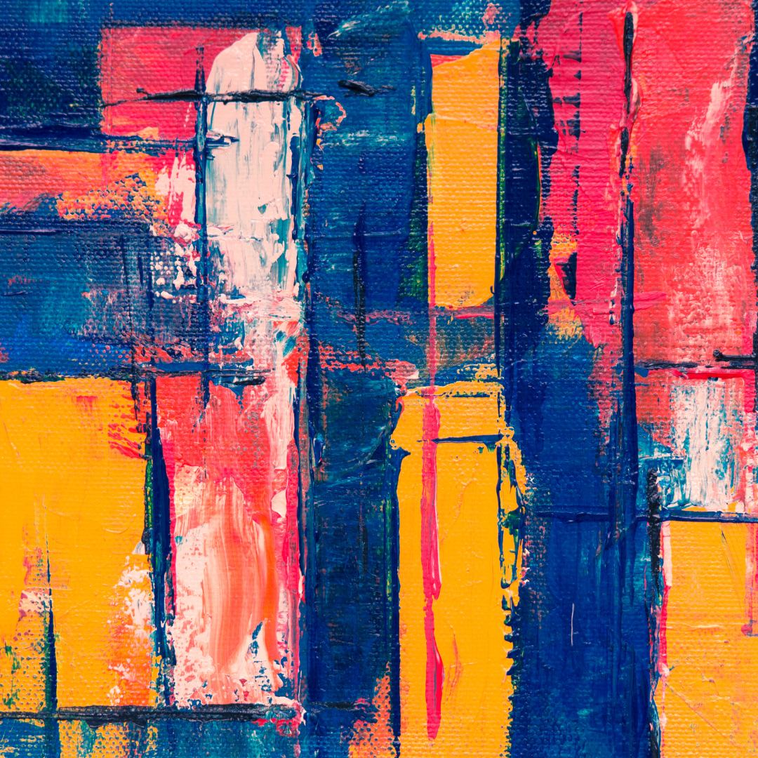 yellow, blue and red abstract painting