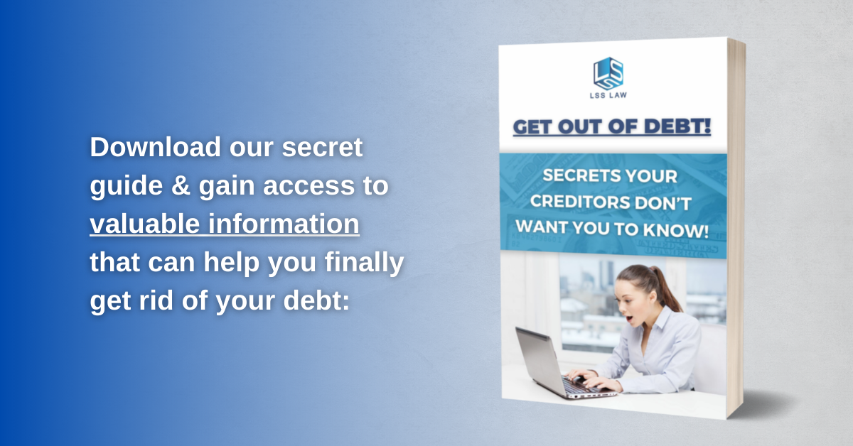 An image of the downloadable "get help with debt" guide from LSS Law in South Florida.