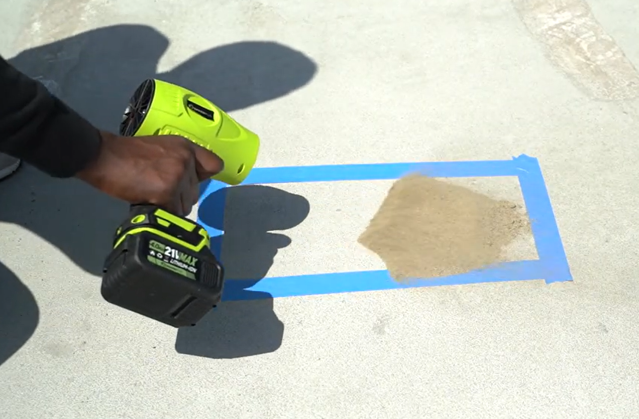 clearing sand test using Sakerplus leaf blower