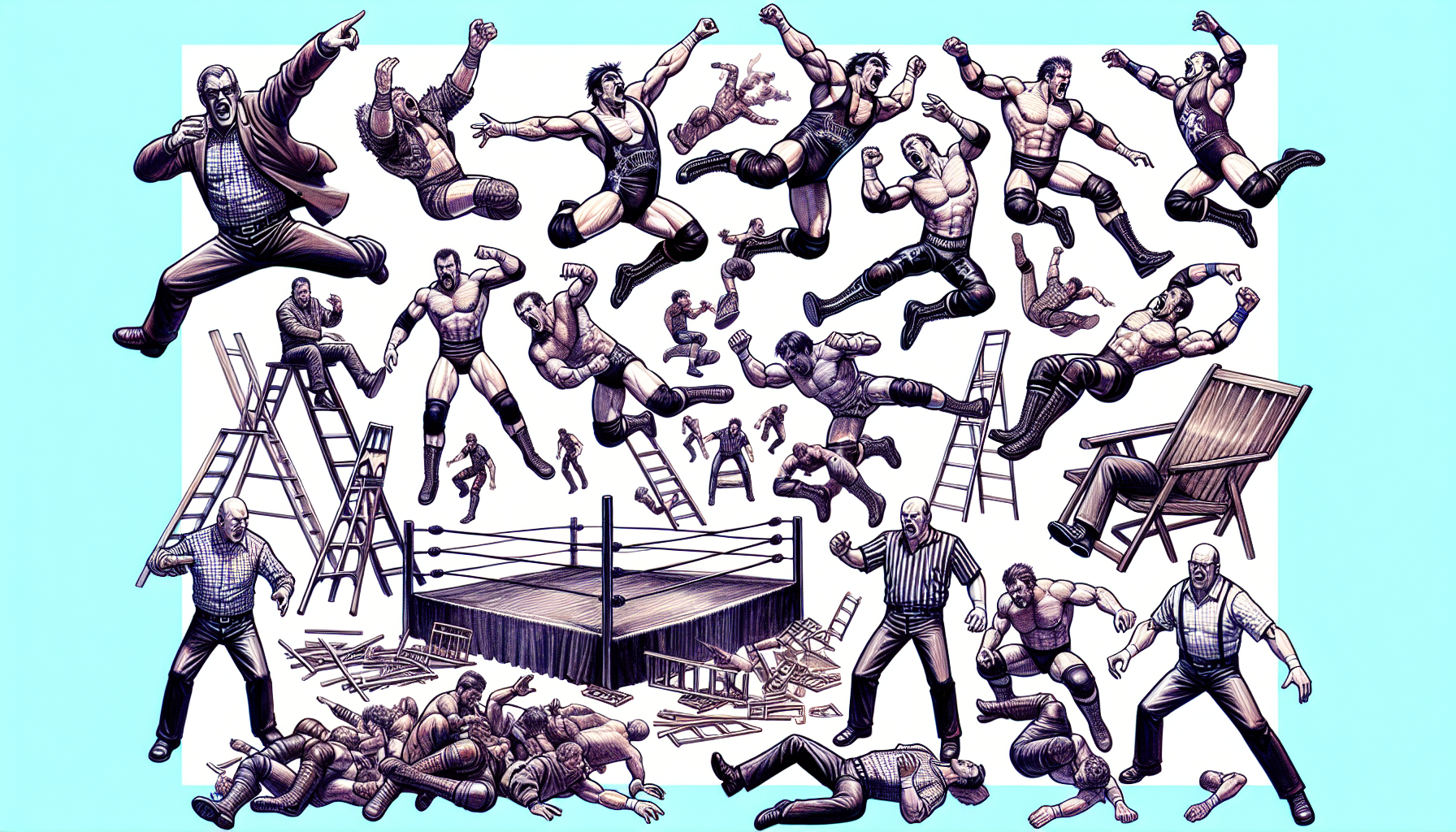Illustration of WWE Elite Collection action figures