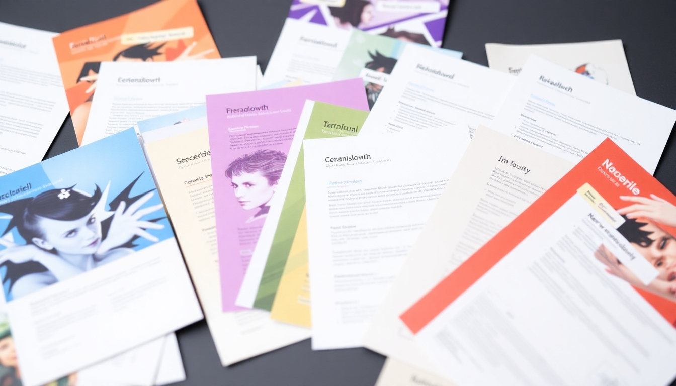 An assortment of A5 leaflets printed in vibrant colors.