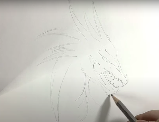 Stage One:  Dragons  sketch with Light Outline