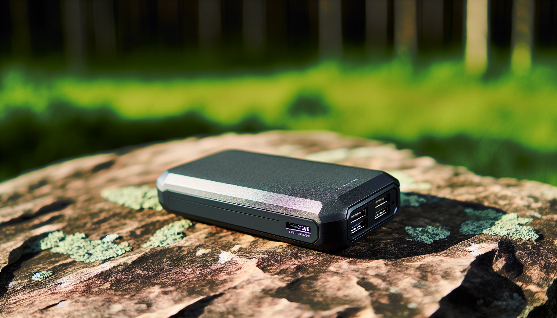 Rugged power bank in outdoor setting