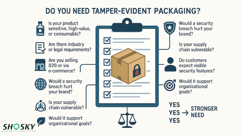 Checklist for deciding the need for tamper-evident packaging with key questions