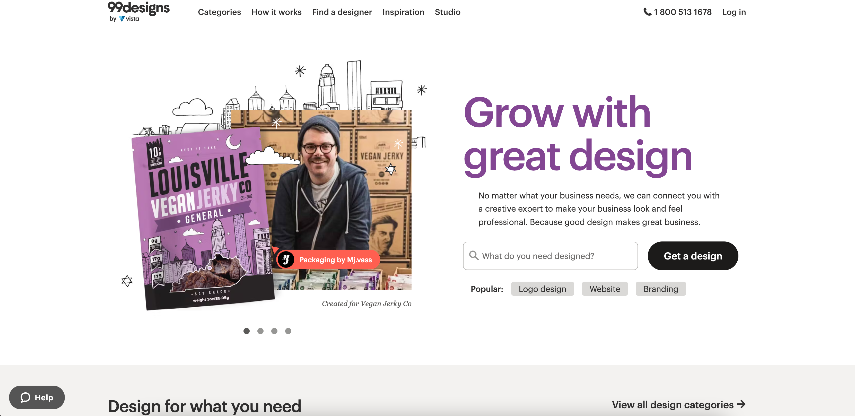 99Designs connects businesses with a community of creative freelance designers