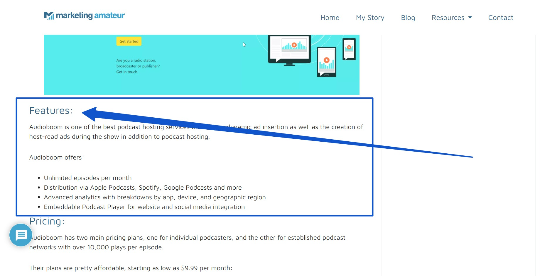List down the key features of the product in the product review