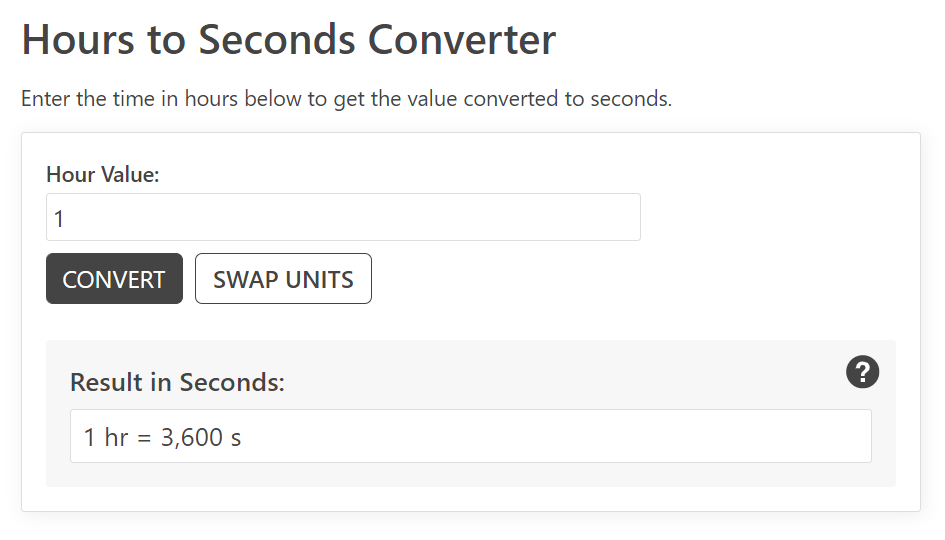 Hours to Seconds Converter