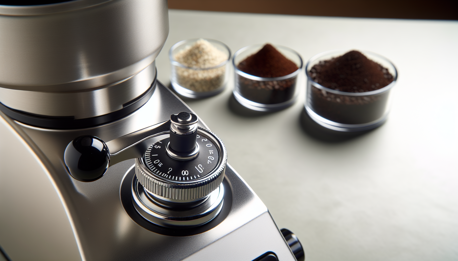 Adjustable grind size settings on a coffee grinder