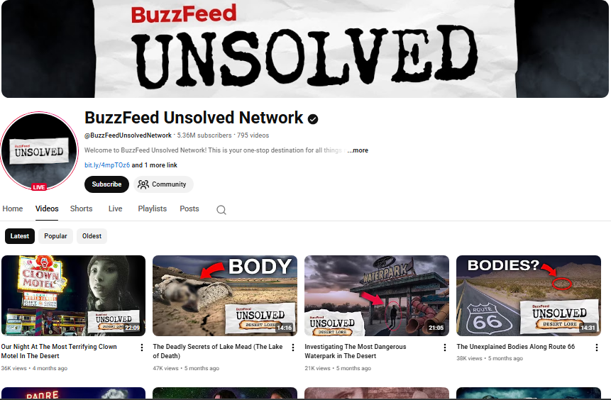 BuzzFeed Unsolved Network YouTube channel.