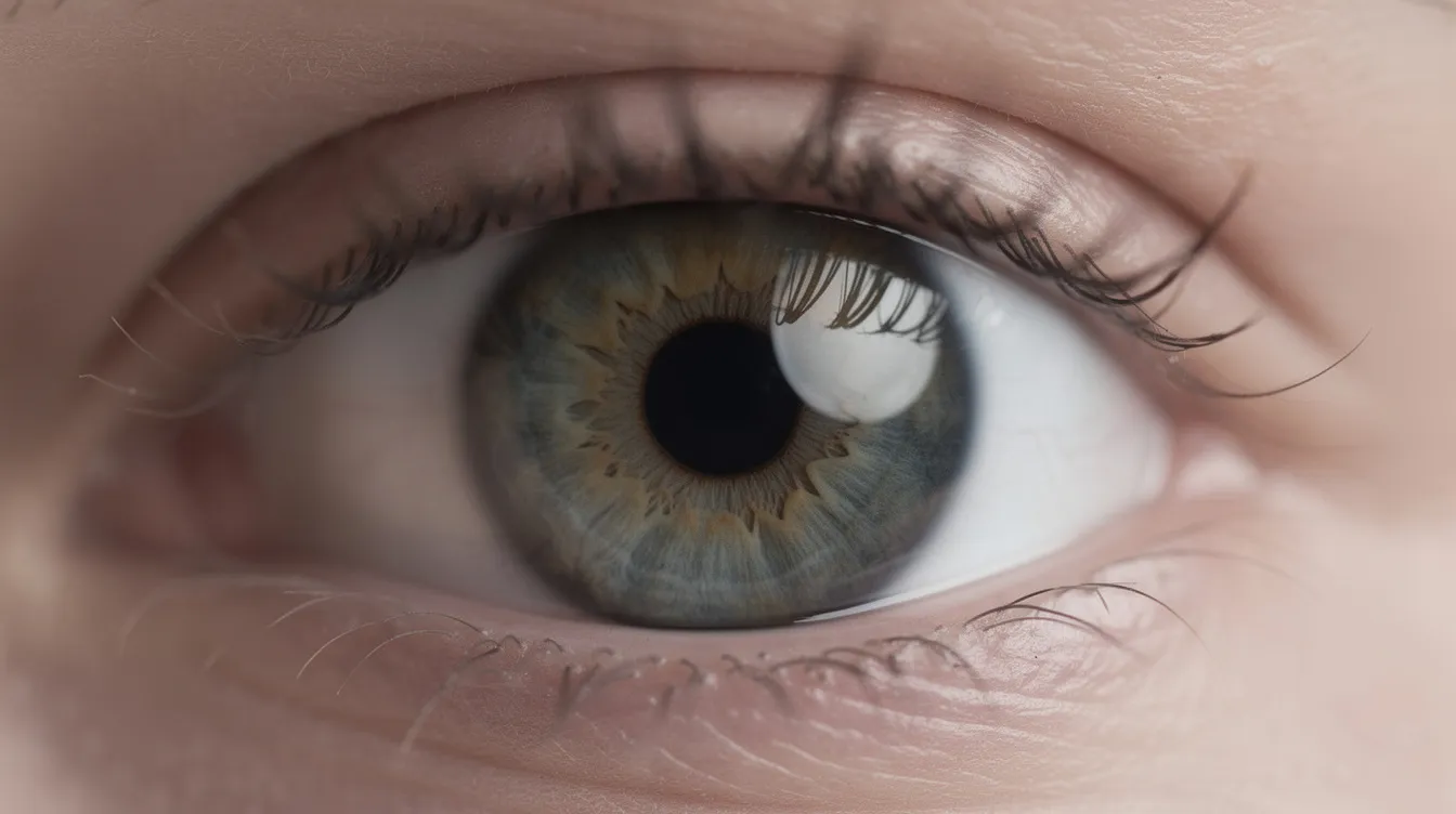 A close-up photograph of a human eye reveals intricate details of the iris and pupil, highlighting the importance of retinal pigment epithelial cells in maintaining retinal function and preventing ocular diseases such as age-related macular degeneration. This image emphasizes the complexity of photoreceptor cells and the potential therapeutic effects of nicotinamide mononucleotide (NMN) in treating retinal degeneration.