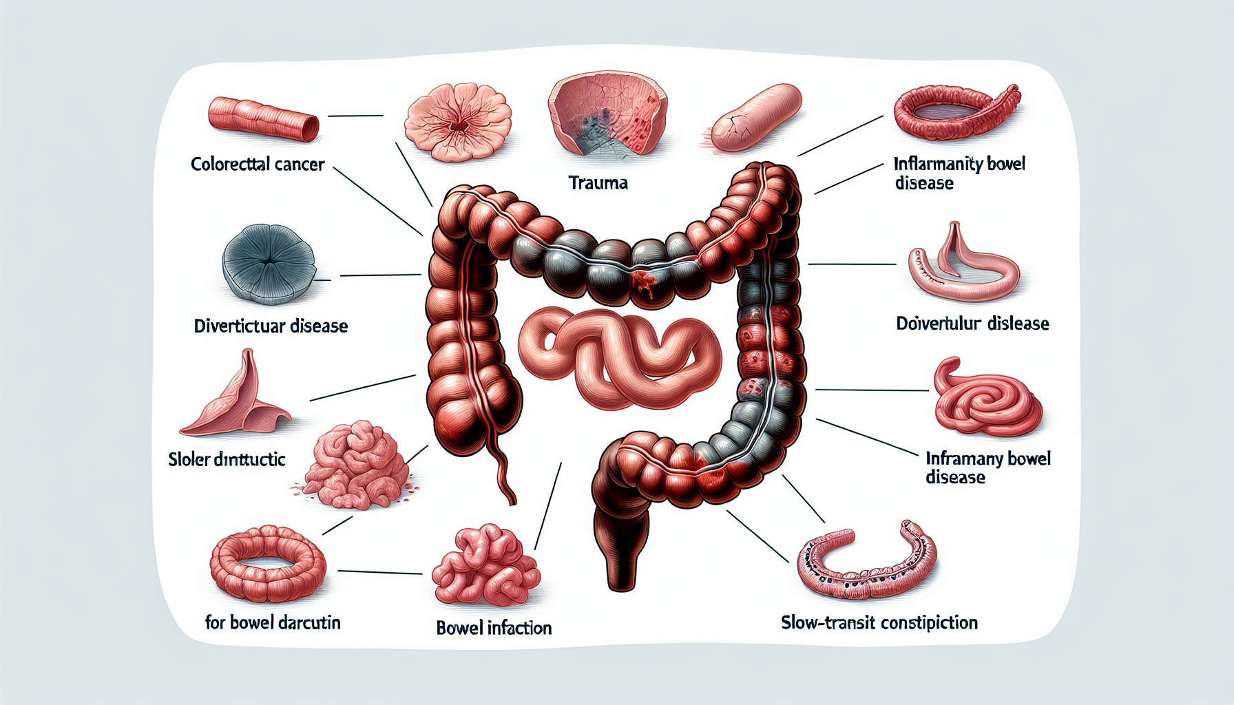 Illustration of indications for colon resection surgery