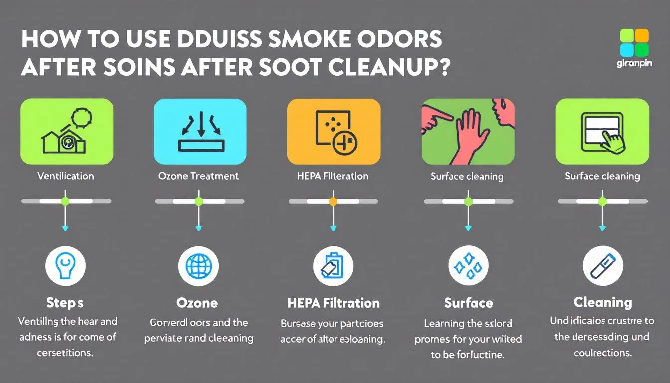 An illustration of various methods to address smoke odors after soot cleanup.