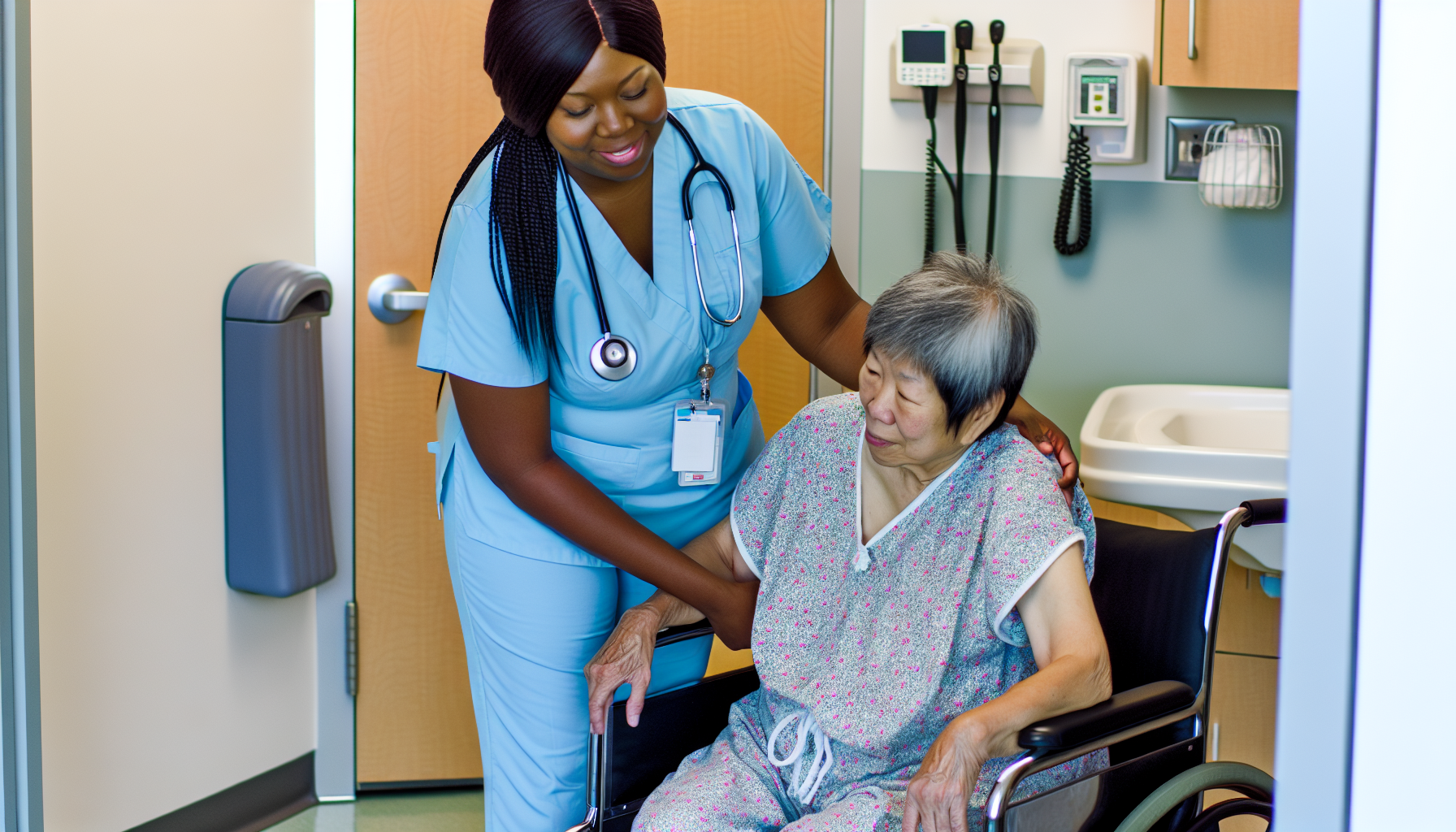 CNA assisting a patient with mobility