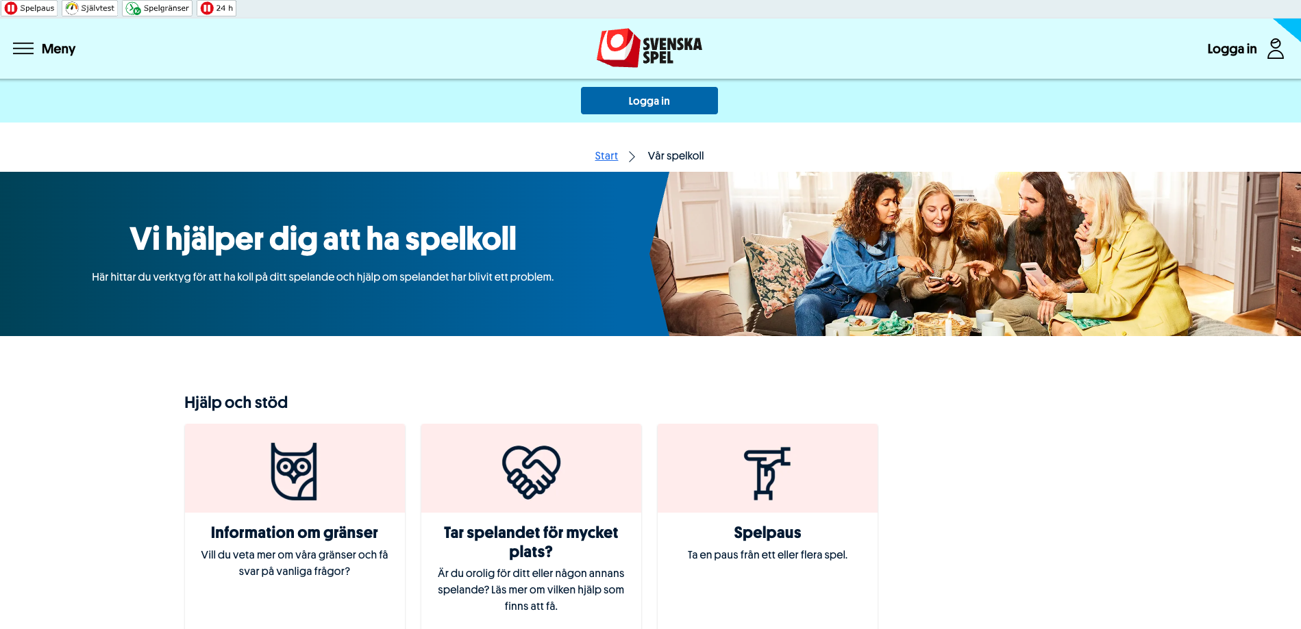 Spelkoll hos Svenska Spel Sport & Casino med information om spelgränser, Spelpaus och stöd för ansvarsfullt spelande. Verktyg hjälper spelare att ha kontroll över sitt spelande, 18 år gäller och stöd finns via Stödlinjen.