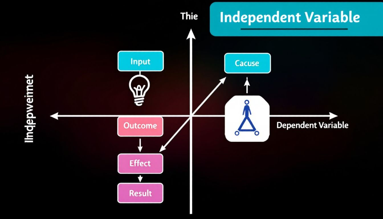 A diagram illustrating the definitions of dependent and independent variables.