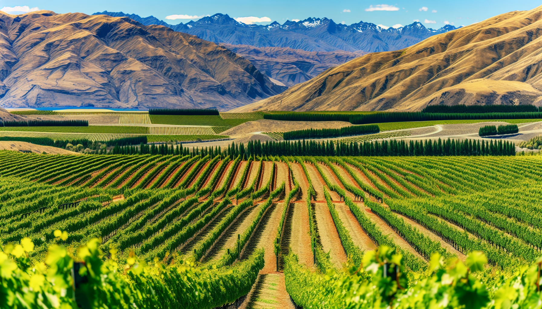 Vineyard landscape in Central Otago