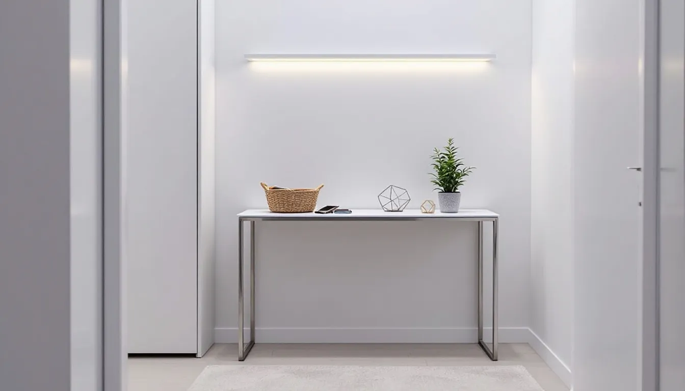 Optimizing a small entryway with practical storage solutions and space-saving furniture.