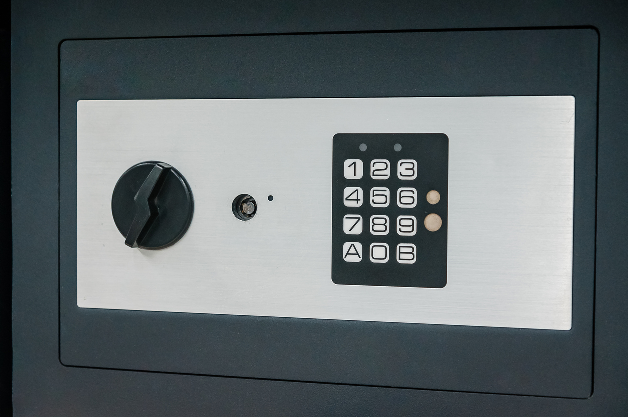 Keep your valuables secure with a home wall safe that features a numerical keypad