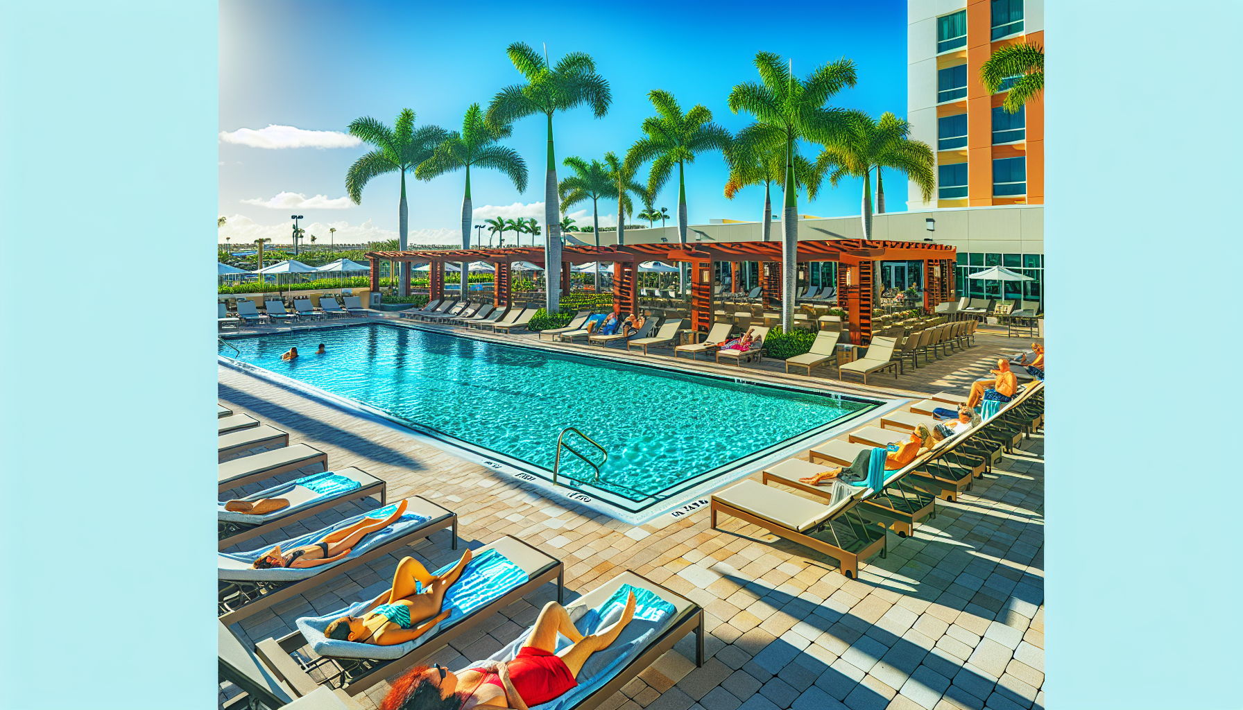 Relaxing outdoor pool at Marriott hotel near Fort Lauderdale airport