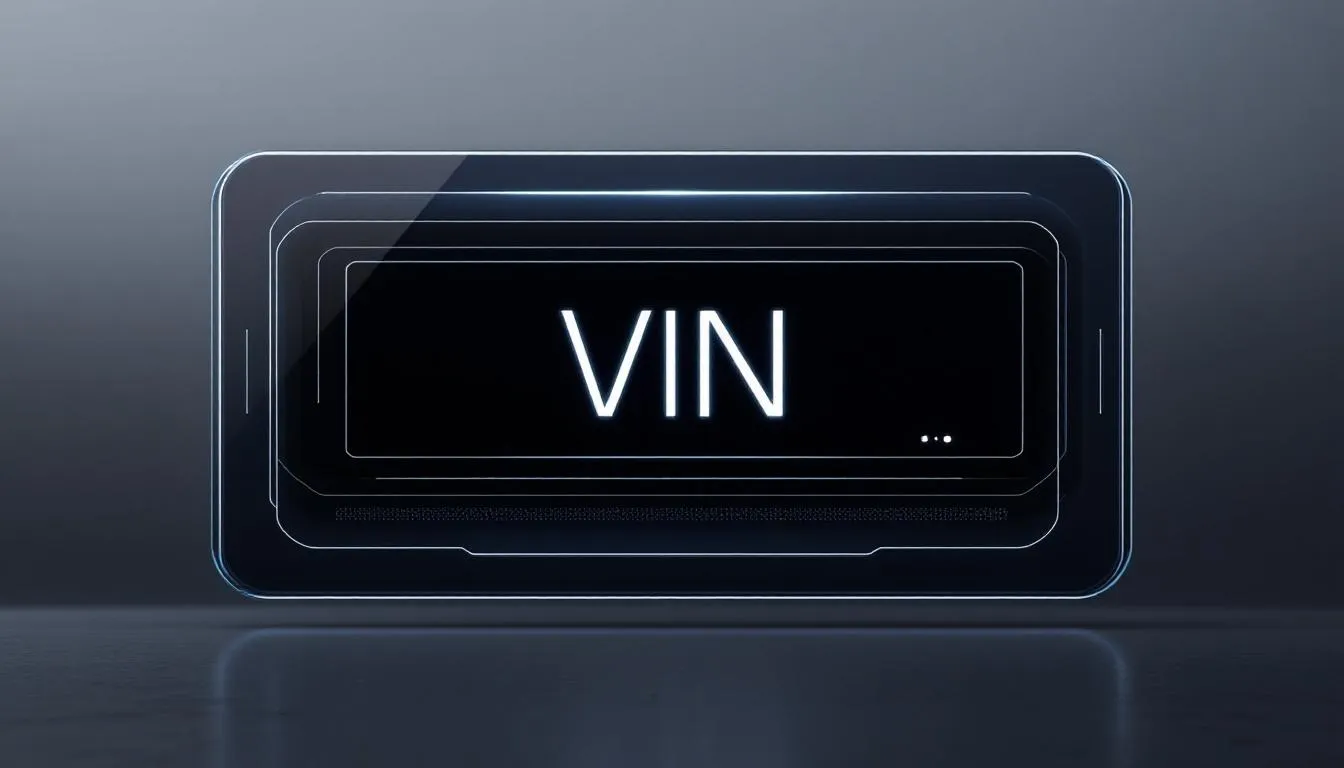 Eine Illustration eines VIN Decoders, der die Fahrzeugidentifikationsnummer anzeigt.