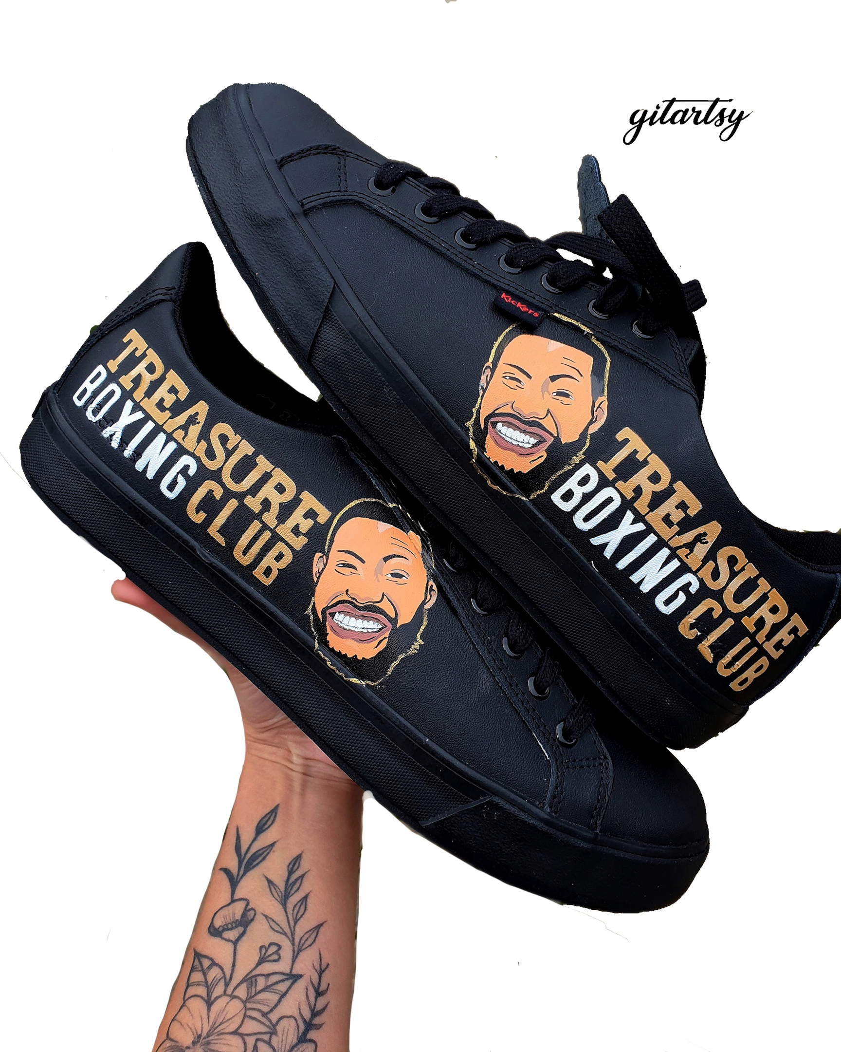 Custom sneakers painted for Boxing business - "Treasure boxing club" 
