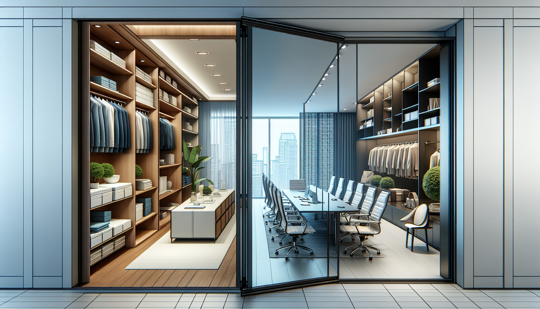 Illustration of space-saving sliding door solutions