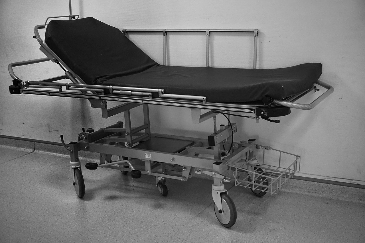 The image shows a Gurney present inside a hospital