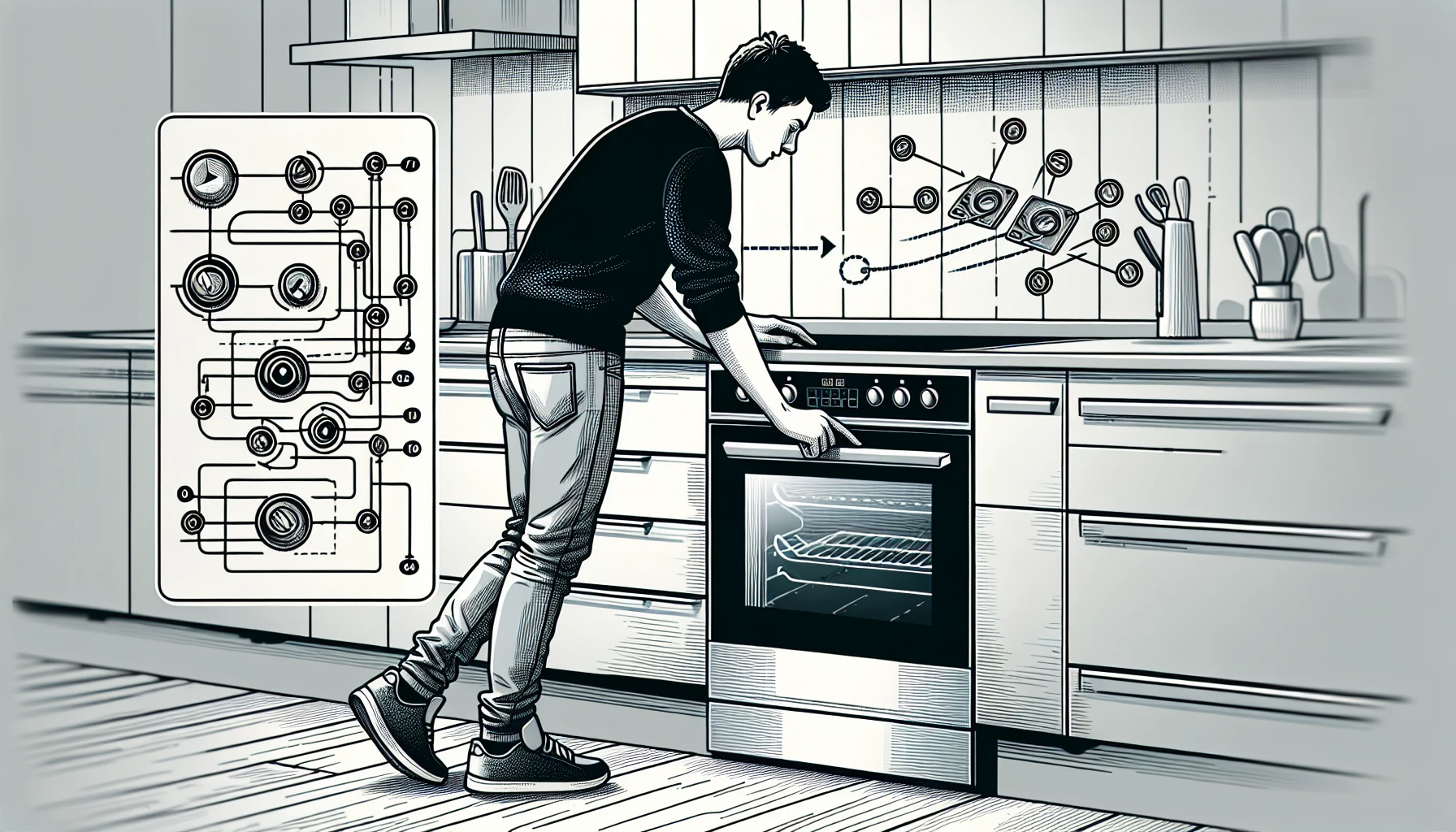 A person resetting a control panel on a Samsung oven