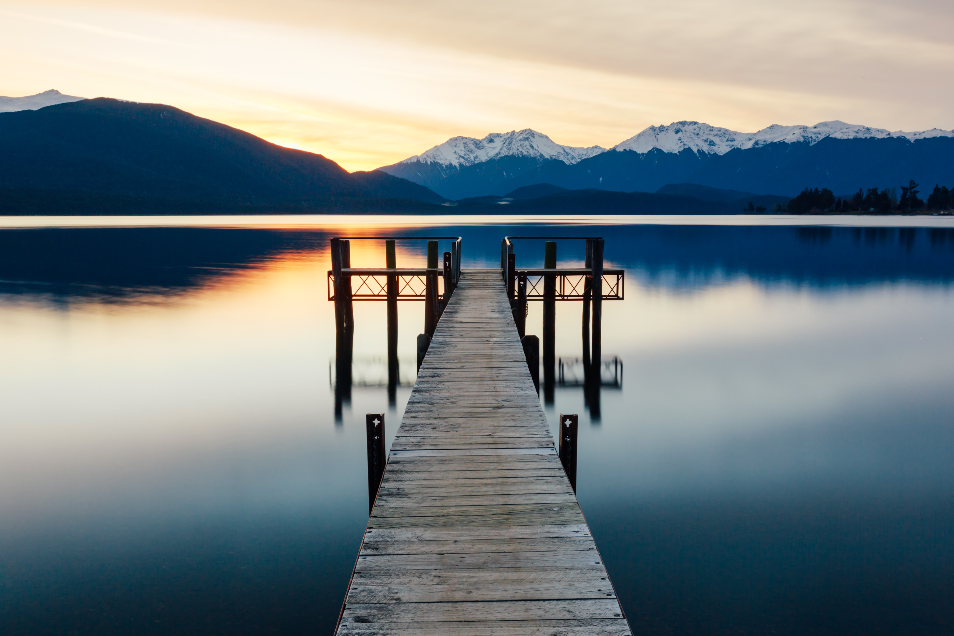 Sunset from a wharf in Te Anau, New Zealand