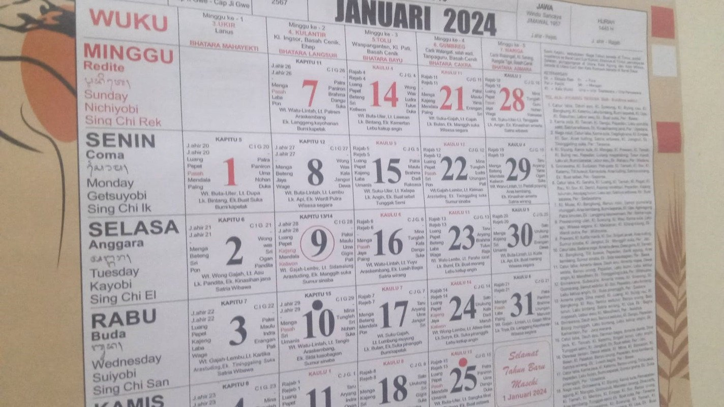 balinese calendar 2024 illustration
