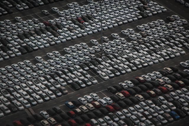 Dealers parking lot with a lot of cars