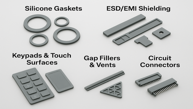 Common parts made from conductive silicone
