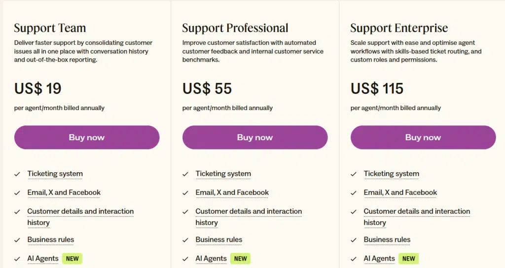 An overview of Zendesk pricing plans including various tiers and options.