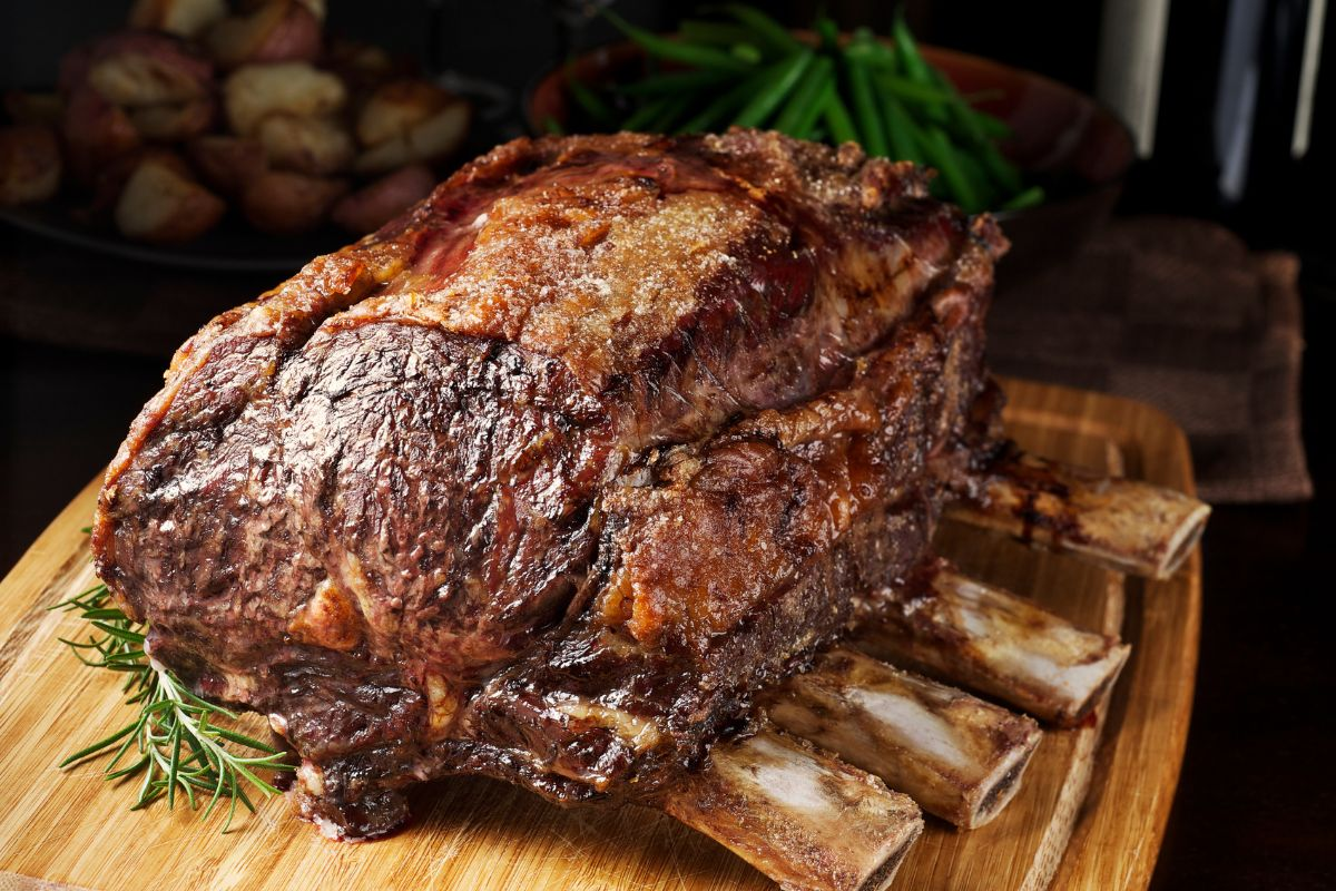Perfectly Cooked Prime Rib On Chopping Board