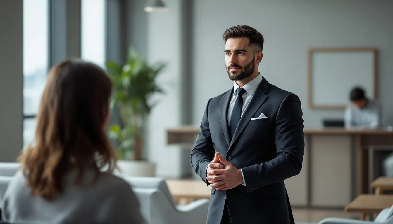 An attorney advocating for a client in a legal setting, emphasizing fair treatment in employment law.