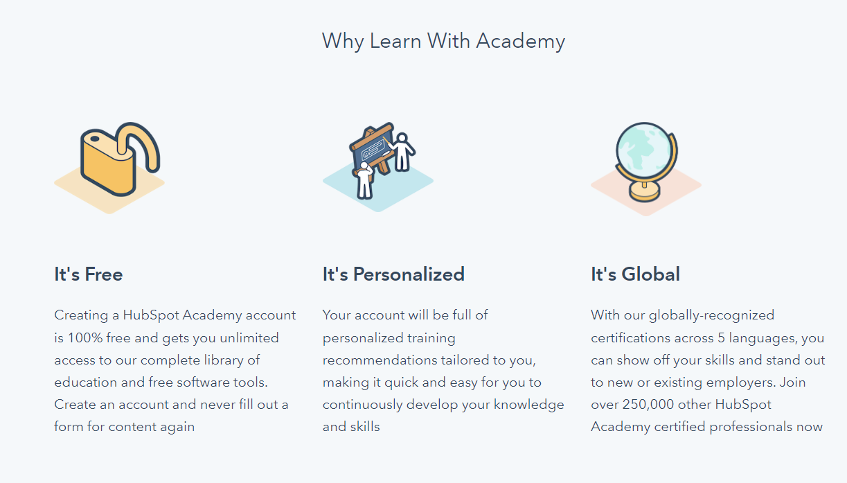 Perks and benefits from using HubSpot Academy