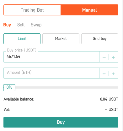 Manual trading support. 