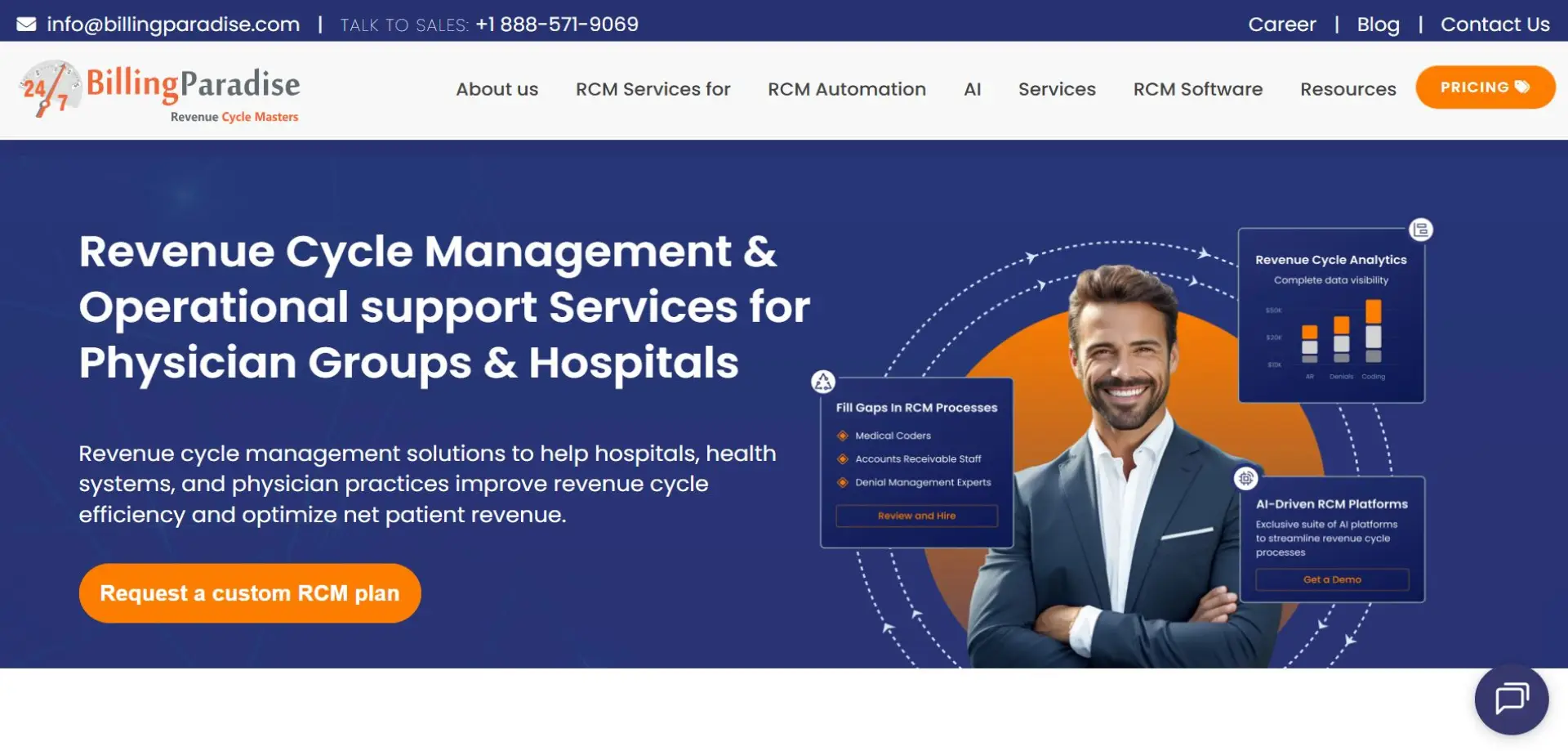 Homepage of BillingParadise website