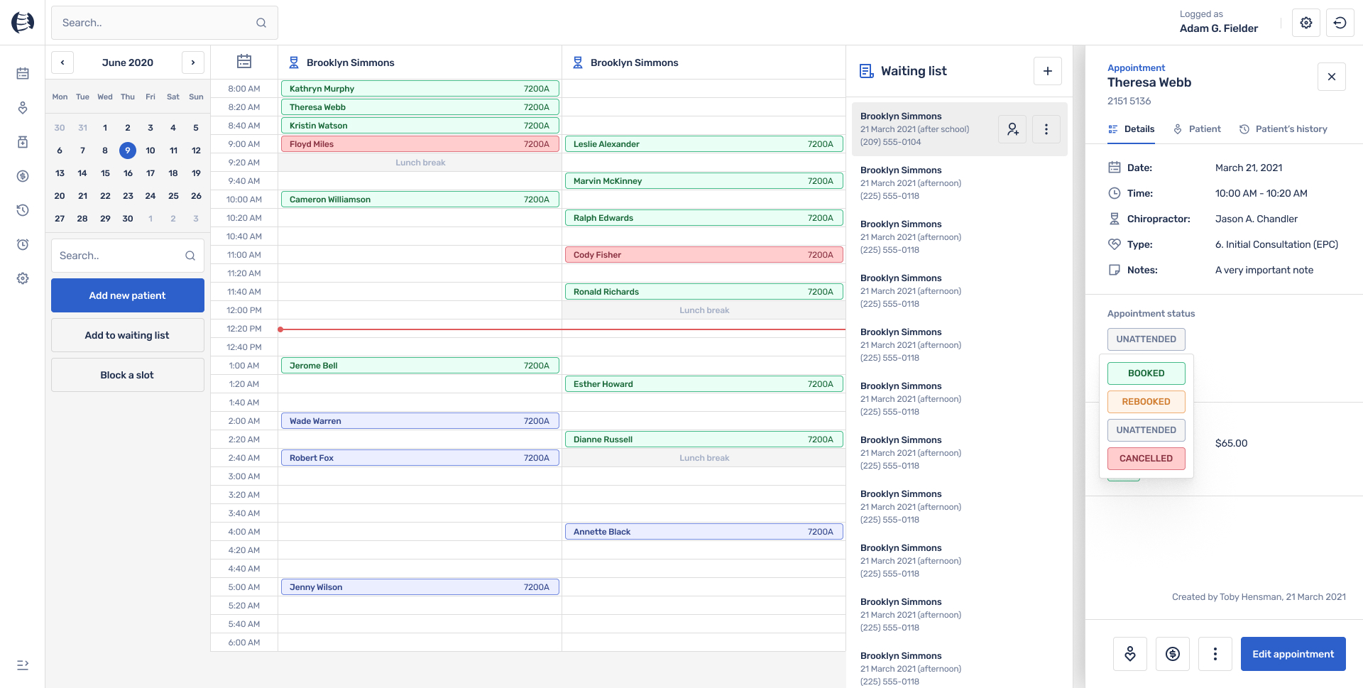 Chiropractic clinic application our team have been working on for the past year